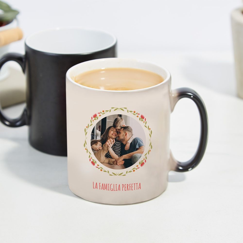 Tazza Personalizzata con Ghirlanda di Fiori con Foto e Testo