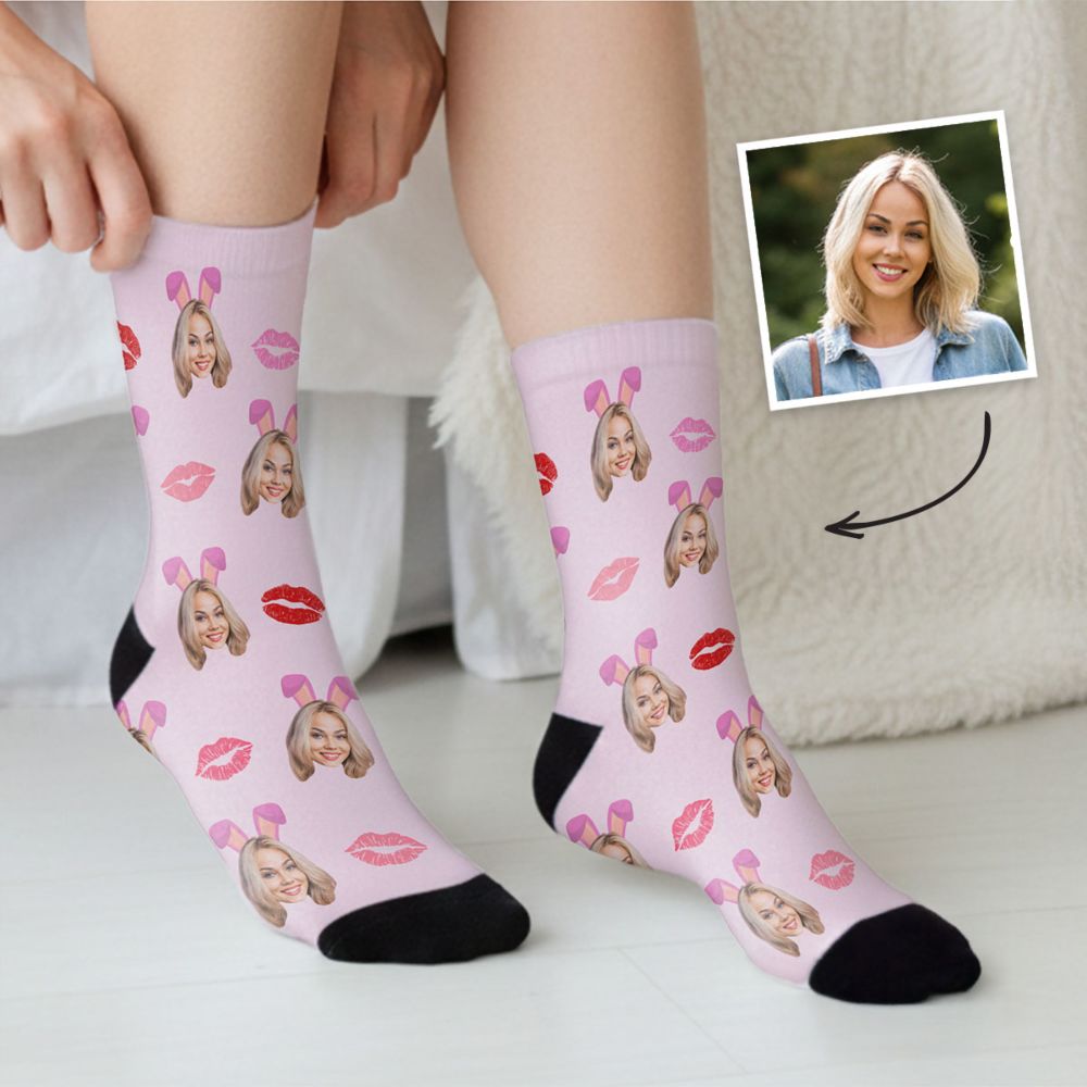 Calzini Personalizzati con Viso e Orecchie da Coniglio