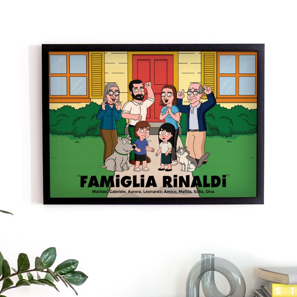Quadro Personalizzato Illustrazione Famiglia Serie Animata