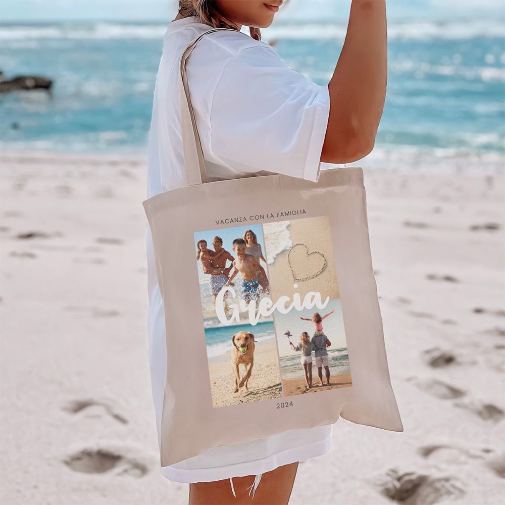 Borsa Personalizzata Shopper con 4 foto e Testo