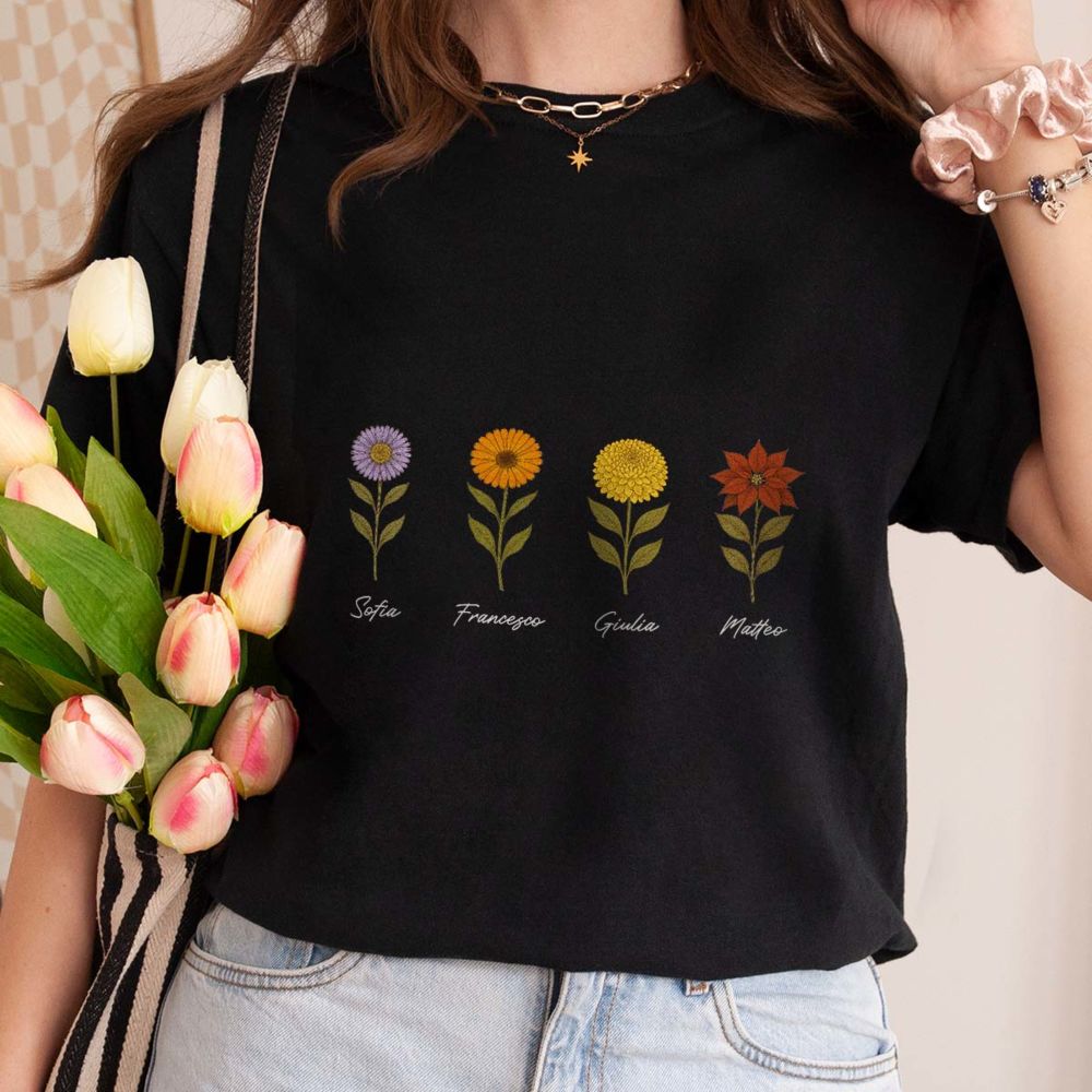Maglietta Personalizzata con Fiori di Nascita