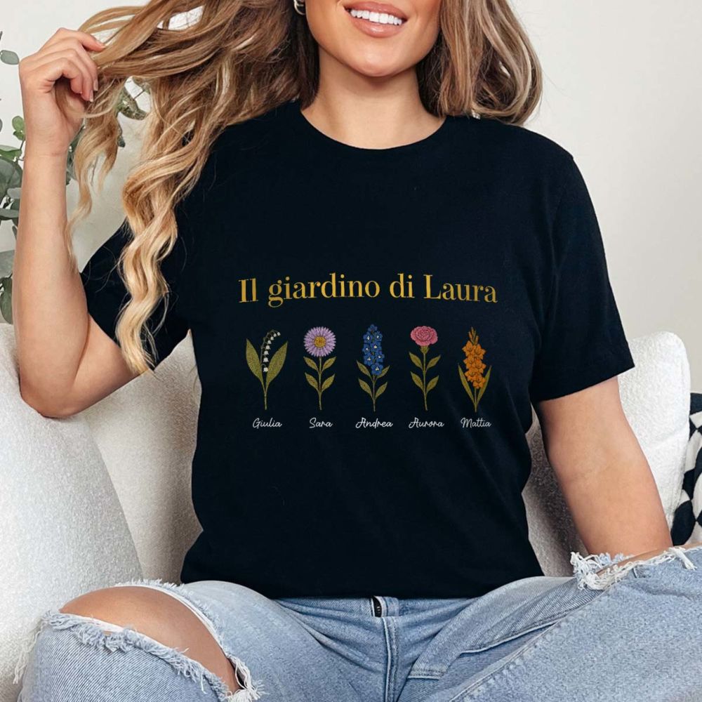 Maglietta Personalizzata con Fiori di Nascita