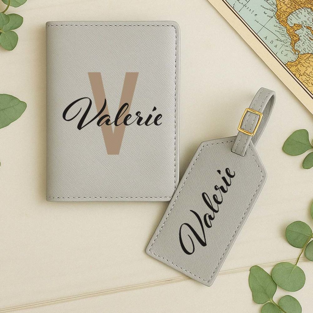 Porta Passaporto Personalizzato e Etichetta per Valigia con Monogramma