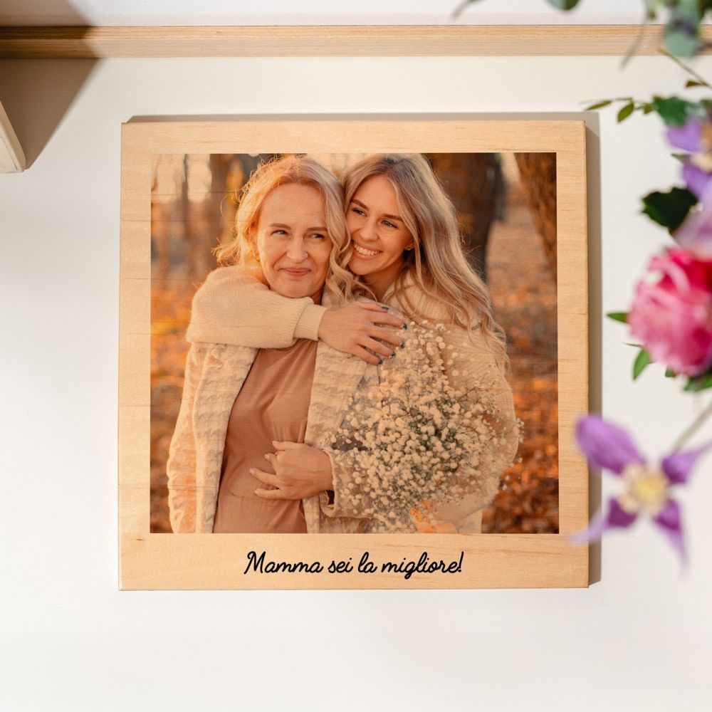 Stampa su Legno con Foto in Stile Polaroid
