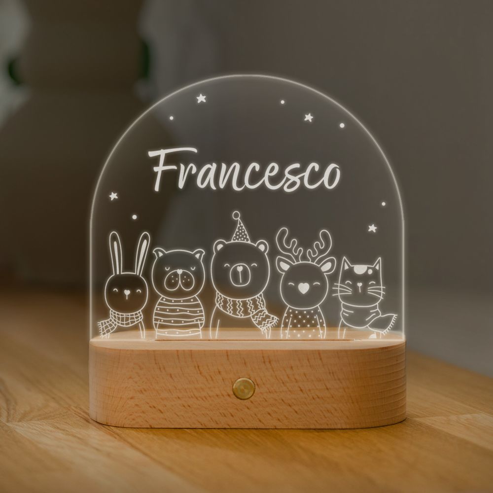 Lampada LED personalizzata con Nome e Animali