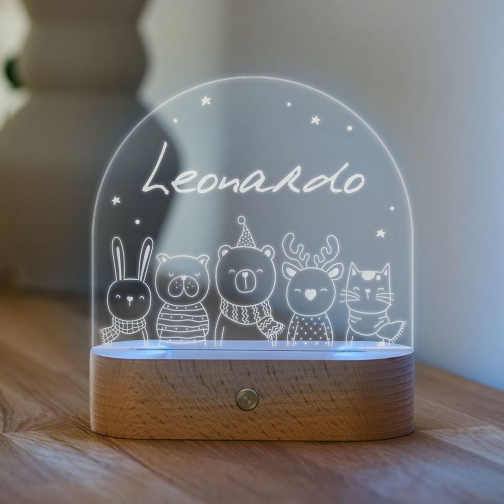 Lampada LED personalizzata con Nome e Animali