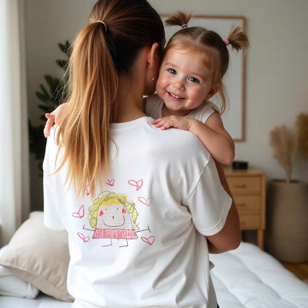 Maglietta Personalizzata con Disegno dei Bambini fronte e retro