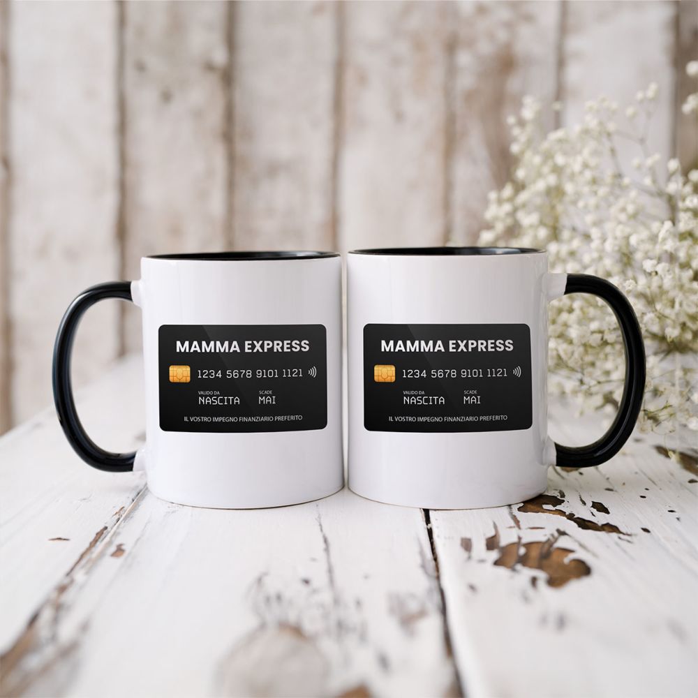 Tazza Personalizzata con Carta di Credito e Testo
