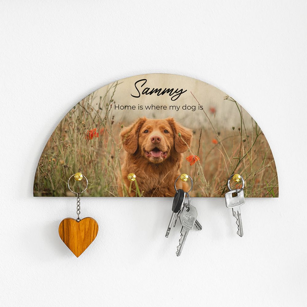 Portachiavi da Parete in Legno Personalizzato con Foto e Testo