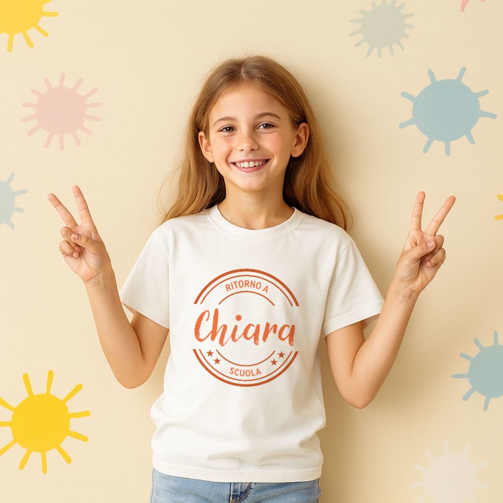 Maglietta Personalizzata per Bambini con Cerchio e Testo