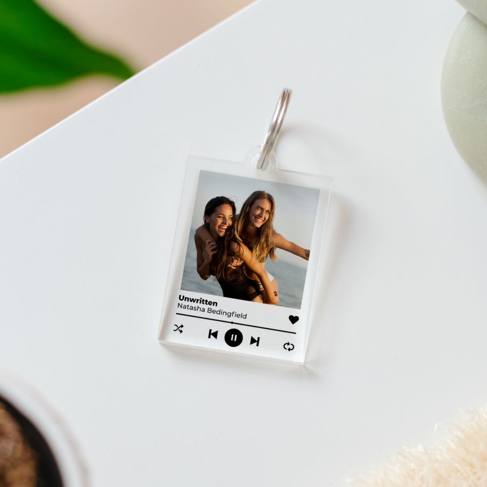 Portachiavi Personalizzato in Acrilico con Foto e Canzone