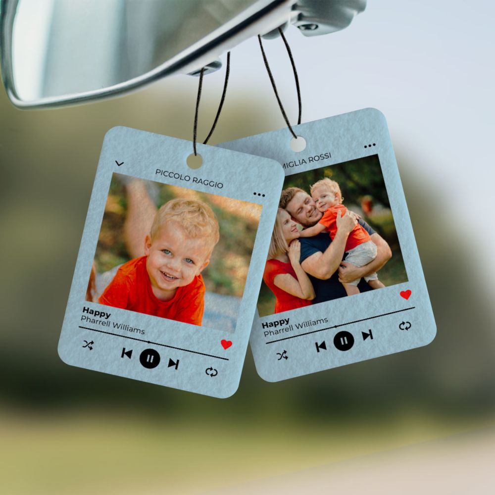 Personalisierbarer Duftbaum mit Foto und Song