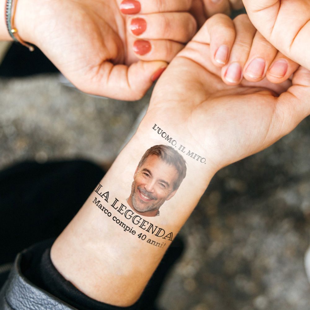 Set di 4 Tatuaggi Personalizzati con Faccia e Testo