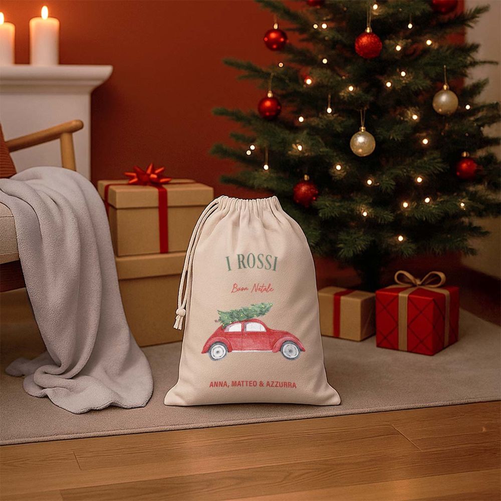 Sacco di Babbo Natale Personalizzato con Illustrazione