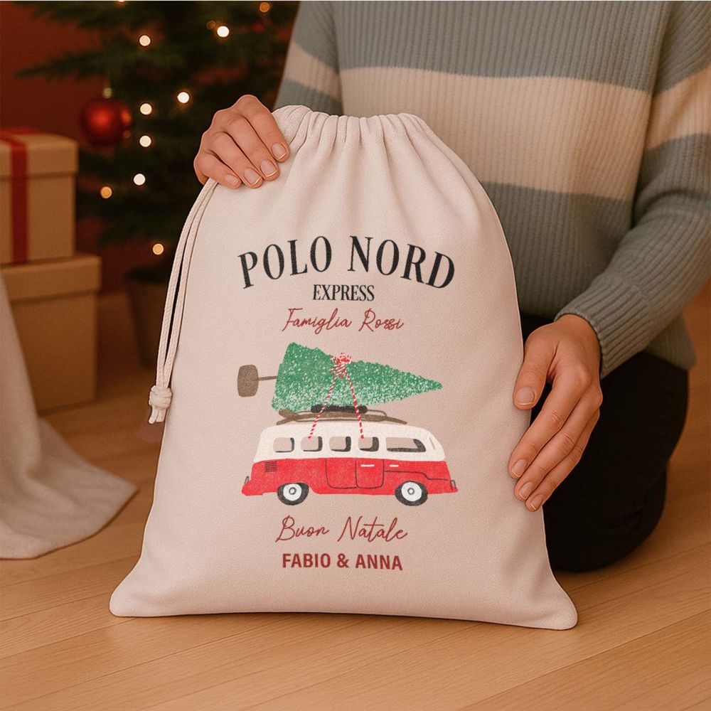 Sacco di Babbo Natale Personalizzato con Illustrazione