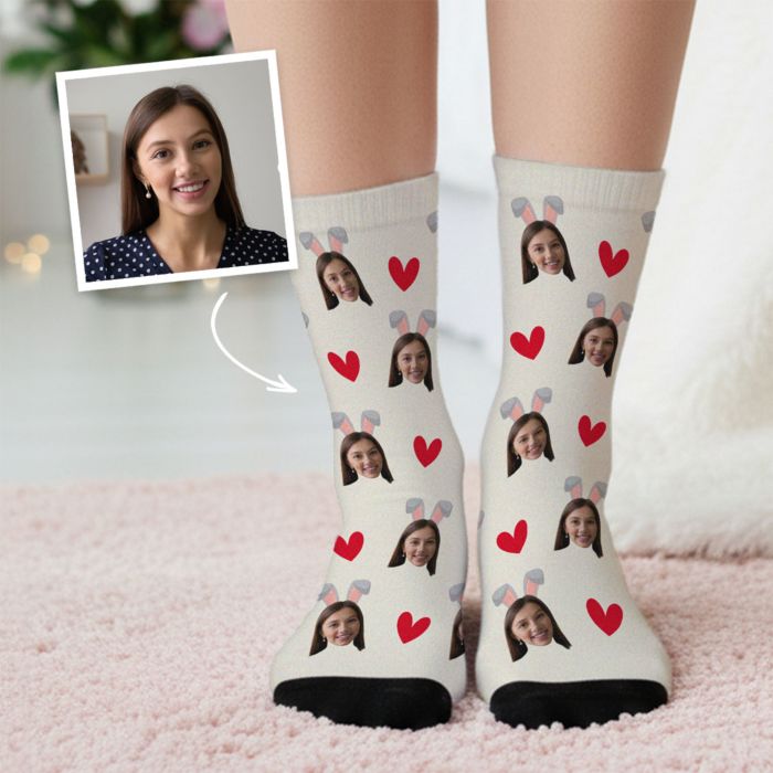 Calzini Personalizzati con Viso e Orecchie da Coniglio