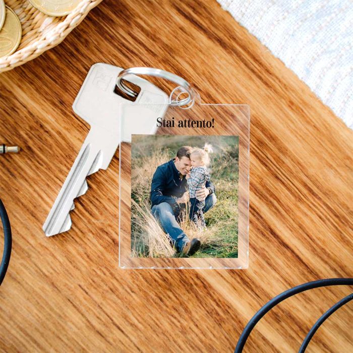 Portachiavi Personalizzato in Acrilico con Foto e Testo