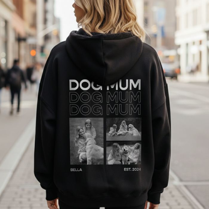 Felpa con Cappuccio Personalizzata con Foto in bianco e nero e Testo