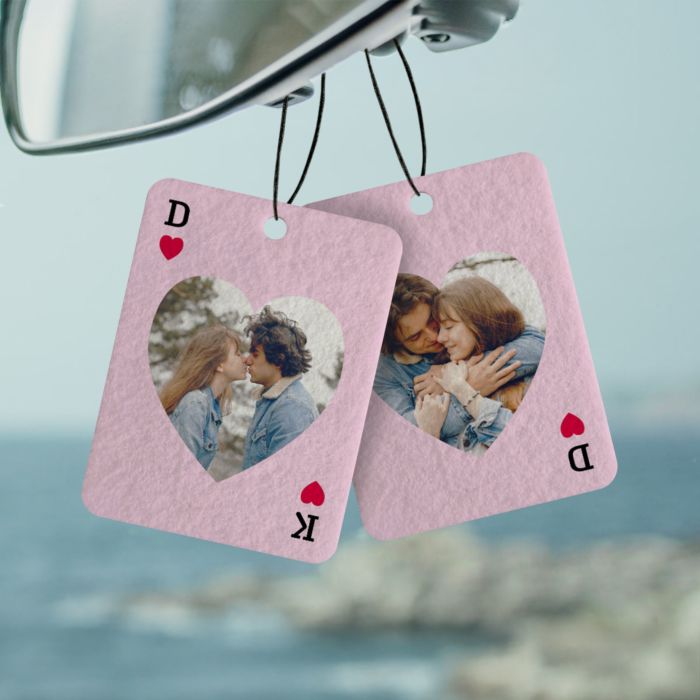 Profumatore Auto Personalizzato a forma di Cuore con Foto Set da 2