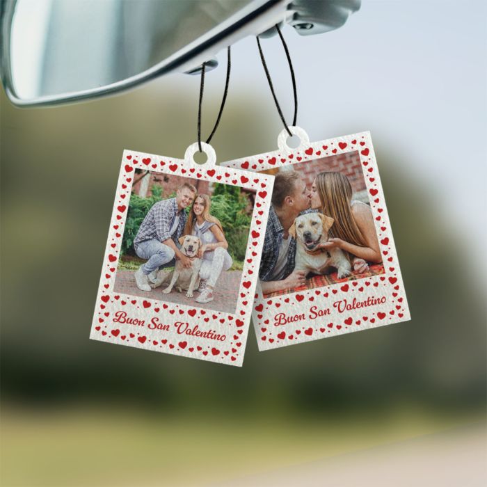 Profumatore Auto Personalizzato Set da 2  in stile Polaroid con Cuori